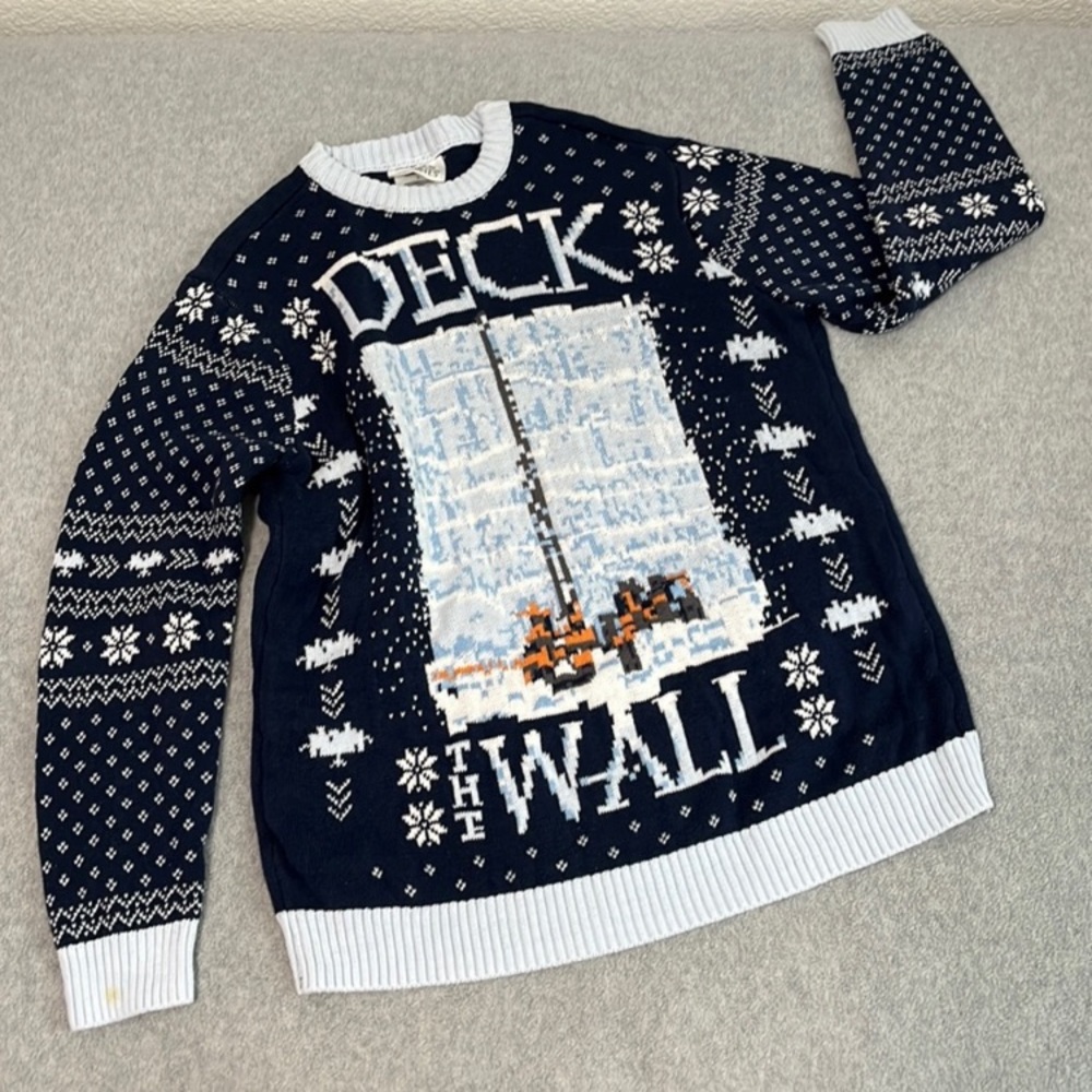NWOT Game Of Thrones Deck The Wall Blue Sweater Holiday Ugly Christmas men’s S